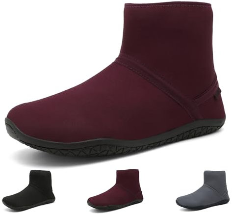 Wizshoe Barefoot Stivali Uomo Donna Primavera e l'autunno Stivaletti Pianta Larga Caldo Scarpe Casa Comode Boots Rosso 37EU