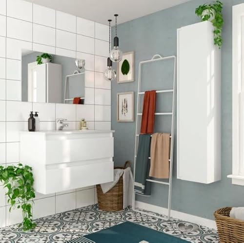 EL BAÑO MODERNO Juego Muebles de Baño con Lavabo y Espejo - Mueble Baño con Lavabo - Lavabo con Mueble Compacto Preinstalado de Fábrica - Mueble Lavabo de Porcelana - Muebles de Baño con Lavabo