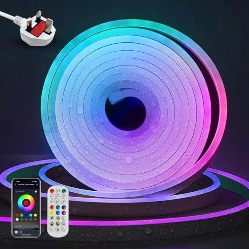 YOODI RGBIC Neon Rope Light 20M Outdoor Waterproof IP65 240V LED Strip Light with App/Remote Control Music Sync Colour Changing Cuttable Flexible LED Light Strips for Bedroom Home Decor Garden