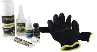 Staloc Sekundenkleber Set, Sekundenkleber Gel dickflüssig + Sofortkleber hitzebeständig + Füllstoff + Primer & Aktivator, 5-teilig