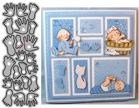 Sredwtk Fingerabdruck Fußabdruck Stanzschablonen Baby Cutting Dies Geburtstag Weihnachten Papierbasteln Schablonen für Scrapbooking, Fotoalbum, Karte, Papier Dekoration, Geschenk