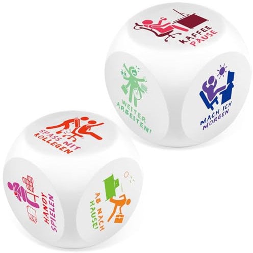 Ainiv 2 Stück Anti Stress Würfel, Stresswürfel mit 6 Lustigen Aktionen zum Stressabbau, PU-Schaum Anti Stress Spielzeug Geschenk für Büro Kollegen Studenten Freunde-Porträtmuster