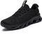 URDAR Trainers Men Running Walking Shoes Gym Athletic Fitness Sneakers Lightweight Breathable Comfortable Outdoor Flat for Jogging(Black,10UK)