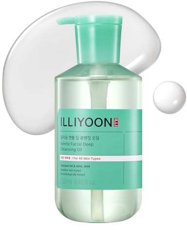 Illiyoon Gentle Deep Cleansing Oil | Lightweight Facial Cleanser with Coconut Oil & AHA/BHA for Makeup, Fragrance-Free, Sebum & Blackhead Removal, Korean Skin Care, 8.45 fl.oz.