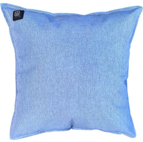 Warmpi® Outdoor Heizkissen – Beheiztes kissen für garten 45x45 cm – Inklusive 10.000mAh Powerbank – 3 Heizstufen – Wasserabweisend & UV-beständig – Blaues Wärmekissen für Outdoor & Innen