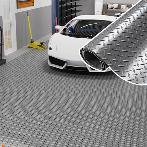 Tapis de Sol Garage Antidérapant en Caoutchouc pour Dessous de Voiture - Protection Imperméable Gris Très Résistant (0.8x0.8m)