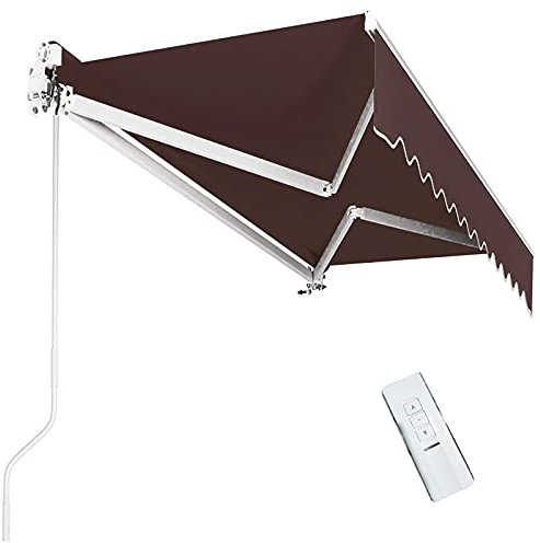 Tenda da sole a braccio motorizzato manuale manuale retrattile per esterni, con regolazione della manovella, impermeabile, resistente ai raggi UV, in poliestere, baldacchino, 3 x 2,5 m