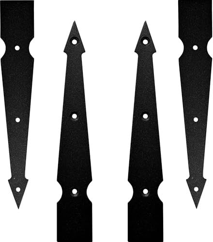 Support d'angle décoratif pour porte coulissante de grange de 20,3 cm - Charnière de porte de garage - Noir mat - Rustique - Matériel décoratif pour volets de ferme, jardin, boîte de clôture