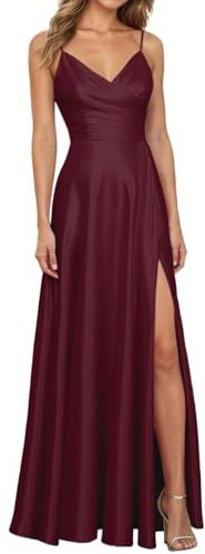 Elegantes Damen Abendkleid für Hochzeiten Partys Langarm Maxikleid mit Fließendem Stoff Quadratischer Ausschnitt Einfarbiges Festliches Kleid