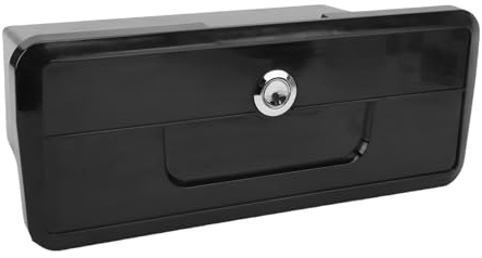 Fockety Handschuhfach für Boote, wasserabweisendes, standardmäßiges, leichtes, abschließbares Staufach für Boote, Pontons und Yachten, Bootsaufbewahrung mit doppeltem Getränkehalter (Black)