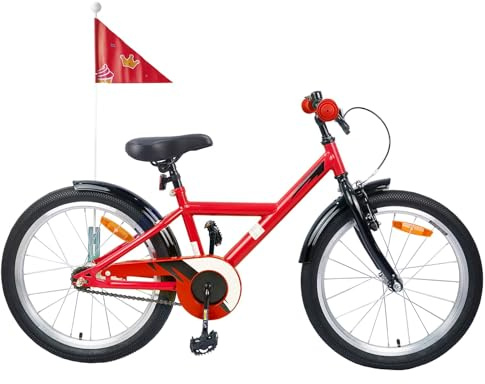 ACAGALA 18 Zoll Kinderfahrrad mit Einfachschaltung, Robustes Fahrrad für Kinder 5-7 Jahre | Verstellbarer Sattel & Lenker | Handbremse Reflektoren & Schutzbleche | Rot