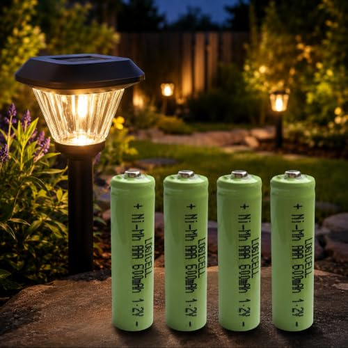 4 stück LogiCell NI-MH Akku Micro LR03 AAA 600mAh, 1,2V für Solarprodukte Solar Batterie, mit geringer Selbstentladung für Außen-Solarleuchten Solarlampen Lichterketten Wiederaufladbar