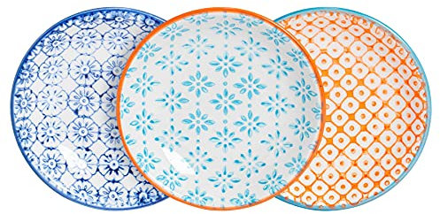 Nicola Spring Handgedruckte Saucengerichte - 10cm - 3 Farben - Pack Von 3