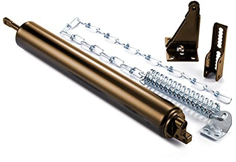 Ideal Security Ferme-porte pneumatique robuste modèle 8730 avec chaîne anti-vent, 26,7 x 3,8 x 3,8 cm (L x l x H), marron