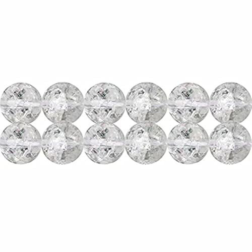 SKYBEADS Naturelles Cristal de Roche Craqué Rondes 8mm Pierres et Cristaux pour Bijoux Longueur 38cm Environ 46 pcs