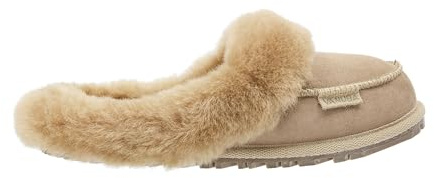 Vanuba Handgemacht Lammfell Warme Hausschuhe Damen Winter Slippers - Hauspantoffeln - Kuschel Pantoffeln Damen Plüsch - Damen Pantoletten Winter - Flache Slippers für Drinnen
