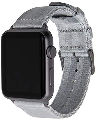 Archer Watch Straps - Uhrenarmbänder aus Nylon-Sitzgurtmaterial für Apple Watch (Grau/Space Grau, 44/45/46/49mm)