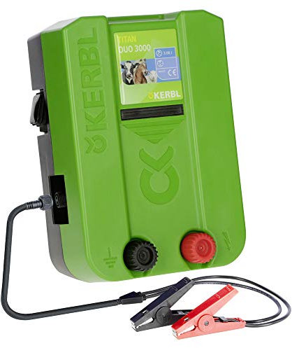 Kerbl Weidezaungerät Titan Duo 3000 (für kurze Zaunanlagen, 12 / 230 Volt DUO Gerät mit hoher Ausgangsleistung, Zaungerät für Pferdekoppeln / Weiden) 392513