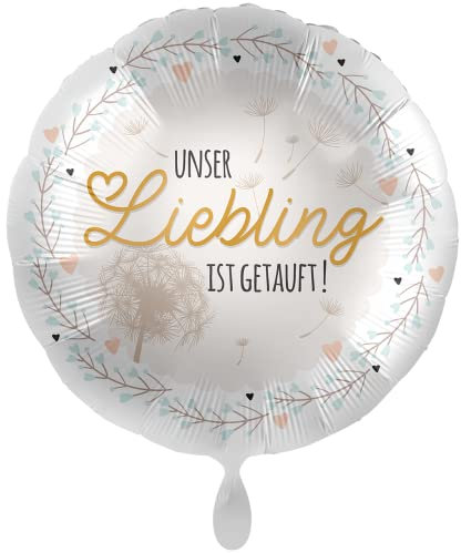 1 Folienballon Taufe Unser Liebling ist getauft weiß elegant 45 cm ungefüllt Ballongas geeignet