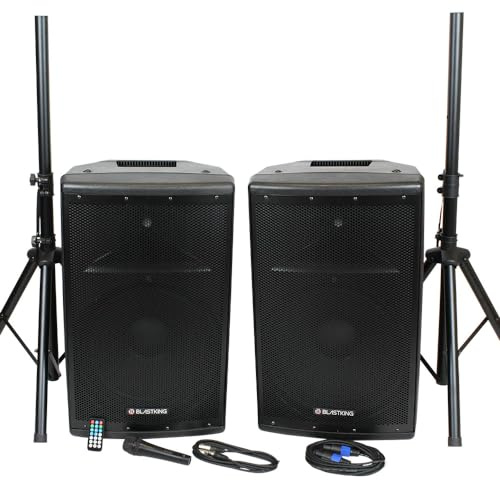 BLASTKING BDT15CMB2 15 inch 1000 Watts Active and Passive Speaker Box System w/Mic and Stand