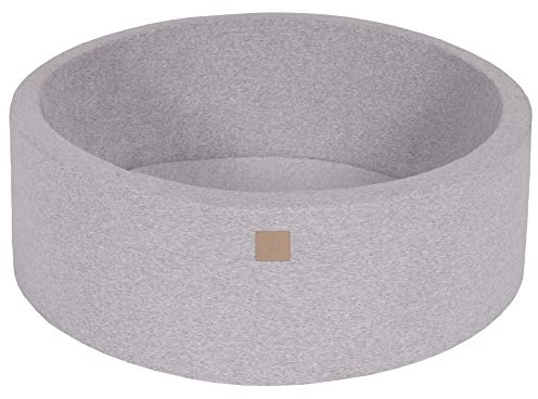 MEOWBABY Piscine À Balles pour Bébé - Rond 90x30cm Piscine a Balle pour Enfant sans Balles, Coton, Gris Clair