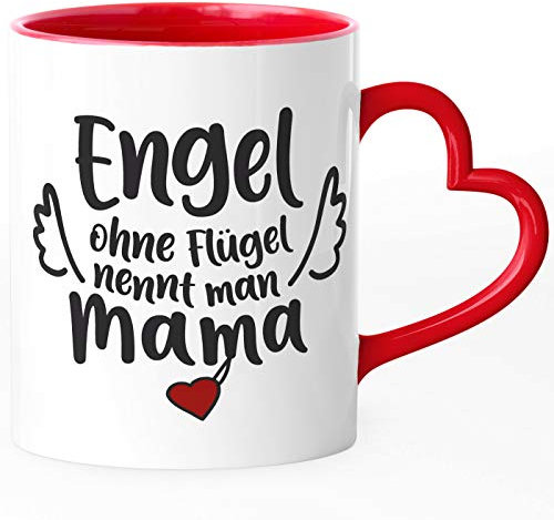 SpecialMe® Kaffee-Tasse Engel ohne Flügel nennt man Mama/Papa Geschenk zum Vatertag Muttertag Dankeschön Mama rot Herz-Tasse