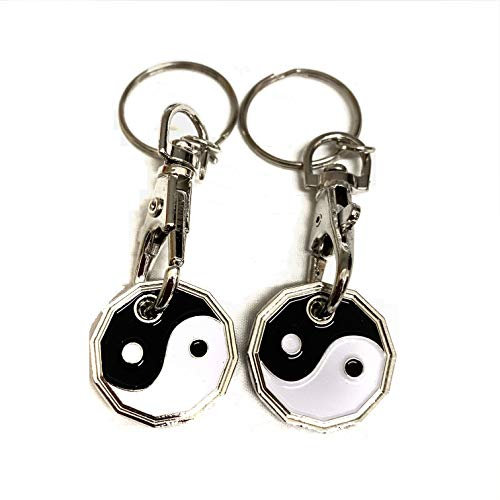 UK Phoenix Shopping Trolley Token Key Ring 12 Sided £1 Pound Coin Shape Token Shops Locker Gym Shopping Basket (2 x Yin Yang)