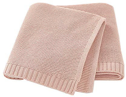 Strickdecke Babydecke Kuscheldecke, Surwin Mädchen und Jungen Babys Gestrickt Kinderdecke Freien Krabbeldecke Perfekt für Kinderwagen Babybett (80x100cm,Rosa)