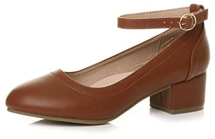 AJVANI Low mid Block Heel Mary Jane Casual Buckle Court Shoes Size 6 39