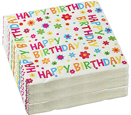 Servietten 60er Set │ Motiv Geburtstag Happy Birthday │ 3lagige Papierserviette 33x33cm │stoffähnlich Tuch Partyzubehör (60er Set Serviette Happy Birthday)
