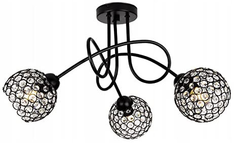 Light-Home Crystal Deckenbeleuchtung Lampen Deckenlampen - Deckenlampe Industrial für Wohnzimmer Schlafzimmer und Esszimmer - Pendelleuchte Glas mit Metall 3-Flammig - Schwarz