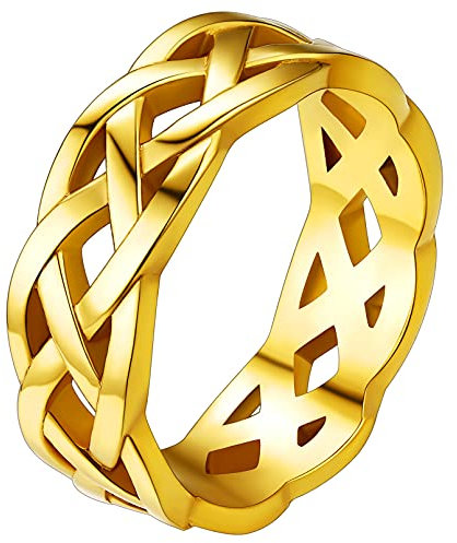 FaithHeart goldring für Damen Mädchen Irischer Keltischer Knot Fingerring Verlorbungsring Ehering für Weihnachten Valentinstag