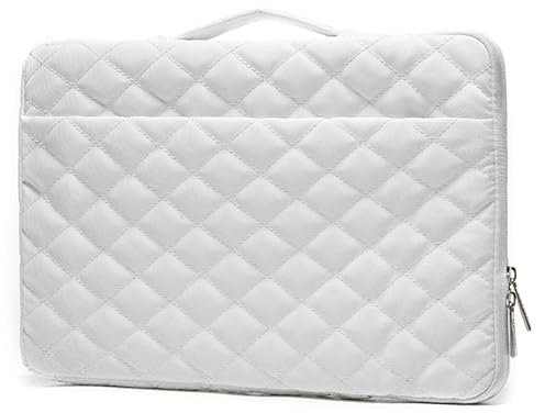 Kinmac Housse de protection à 360° avec poignée pour MacBook Pro 16, HP, Lenovo, Dell, ASUS, Acer, Ultrabook et ordinateur portable professionnel (broderie blanche)