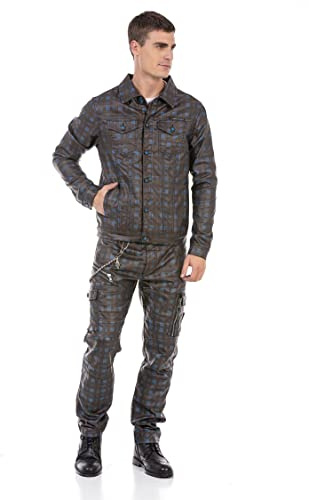 Cipo & Baxx Herren Jacke CJ278 Blau – Stylische Übergangsjacke im Modernen Streetwear Look mit Hemdkragen, Knopfleiste & Brusttaschen – Lässige Freizeitjacke für Alltag & Party - CJ278 Blau L