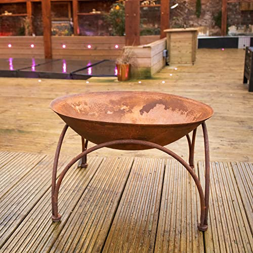 Love Burn Rusted Cast Iron Fire Pit Bowl, Rusty Fire Bowl, With Tripod Stand