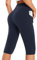 baleaf Knielange Kurze Leggings Damen Yogahose kurz high Waist Yoga Radlerleggings Sport Sommer mit Taschen Blau L
