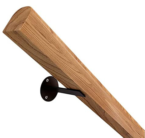 Langer Holztreppen-Handlauf mit Metallhalterungen, Rutschfester Haltegriff an der Wand, Landhaus-Villa-Flurdekor, komplettes Set (Size : 1.5m/5ft)