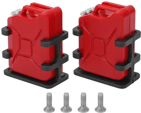 Agatige 1 Pair RC Car Simulated Fuel Tank, RC Car Mini Oil Can 1/8 1/10 RC Crawler Car Decoration Accessory RC Rock Crawler Scale Red Jerry Gas Can Jug Mini Fuel Tank RC Car Accessories (Red)