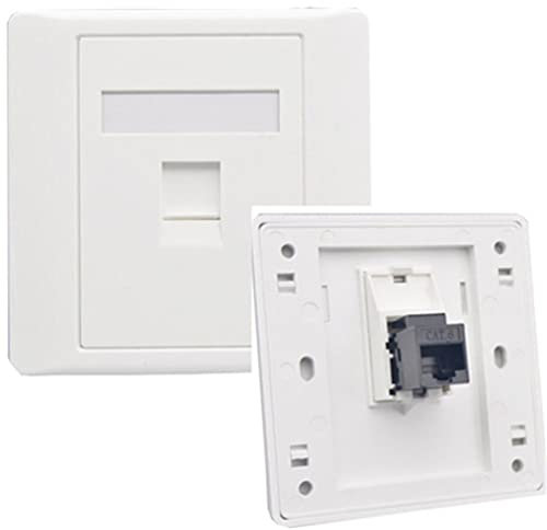 Prise réseau CAT6 Gigabit 86 x 86 mm, câble Ethernet RJ45 LAN, double pass, prise murale réseau femelle vers femelle, Faceplate Internet Straight Plug Outlet (LAN x 1)