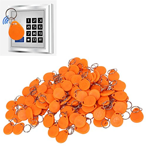 100 Stück Rfid Karte Token Key Tags Türschloss-Schlüsselanhänger 125 KHz Schreibgeschützter Intelligenter Kontaktloser Proximity-Smart-ID-Karten-Zugriffskontroll-Tag (Orange)