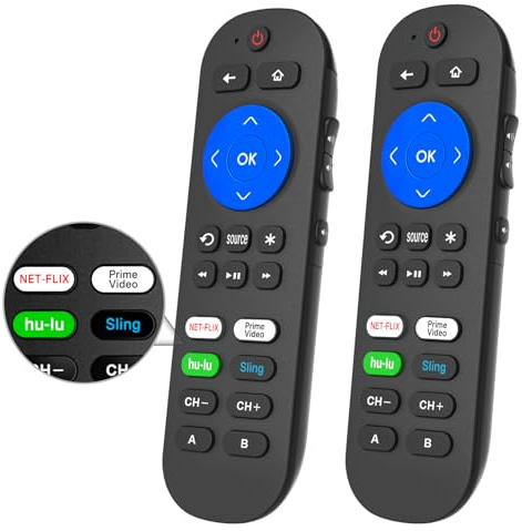 Programmed Remotes for Roku Remote Replacement with Volume Key - All in One Remote Control for Roku Express, Premiere, Ultra,1 2 3 4, and Vizio TV with Extra 9 Learning Keys(Not for Stick), 2 Pack