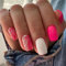 TMUT 24pcs Short False Nails Pink White Stick on Nails Press on Nails Removable Glue-on Nails Fake Nails Women Girls Nail Art Accessories, Variety Pack
