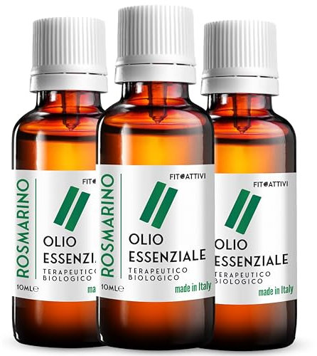 Olio Essenziale Rosmarino Puro 3x10ml - Kit Oli Essenziali Essenza Rosmarino per Diffusori, Igiene, Casa, Nasoterapia - Aromi 100% Naturali, Made in Italy - FITOATTIVI BENESSERE E NATURA