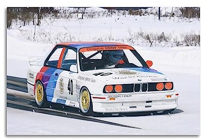 NOHF Klassisches Sportwagen-Poster für BMW M3, Wandkunstdruck, Retro, ästhetische Raumdekoration, 30 x 45 cm, ungerahmter Stil
