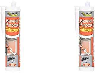 Everbuild General Purpose Silicone | Mid Modulus Silicone Sealant for Showers, Basin and other Sanitary ware - 290ml - Brown (Pack of 2)