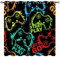 YUANZU Gamepad Vorhänge Kinder Gamer Joystick Spiel Ösen Gardinen mit Blickdichte Thermo Vorhang Kälteschutz Blackout Curtain Kinderzimmer Schlafzimmer Verdunkelung Fenster, 2 Stück, H 260 x B 140 cm