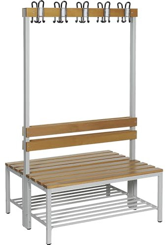 EUROKRAFT | Banc de vestiaire avec Dossier | Double Face | Lattes en Bois de hêtre | Longueur 1000 mm