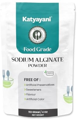 Katyayani Polvo de alginato de sodio (113 gm/4 onzas) | Polvo puro de grado alimenticio para engrosamiento | Ingredientes de gastronomía molecular