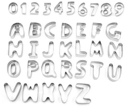 Set of 36 Pieces Large 3 Alphabet and Number Cookie Cutters - Metal Fondant Letter Cutters for Festivals and Daily Use - Stainless Steel Small Mold Tools for Fondant Biscuit, Cake, Fruit, Vegetables