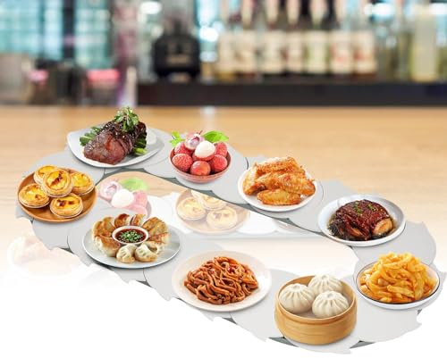 360° Manual Swivel Adjustable Dining Table, Lazy Susan Rotating Food Turntable, Non-Skid Food Serving Train Dining Turntable for Food Sharing, Place Cakes, Drinks 2M/6.56FT